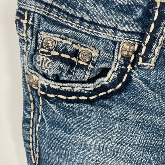 Miss Me Skinny Jeans Womens 25 Embellished Flap Pockets Style# (JP5010SK) Blue - Picture 2 of 10